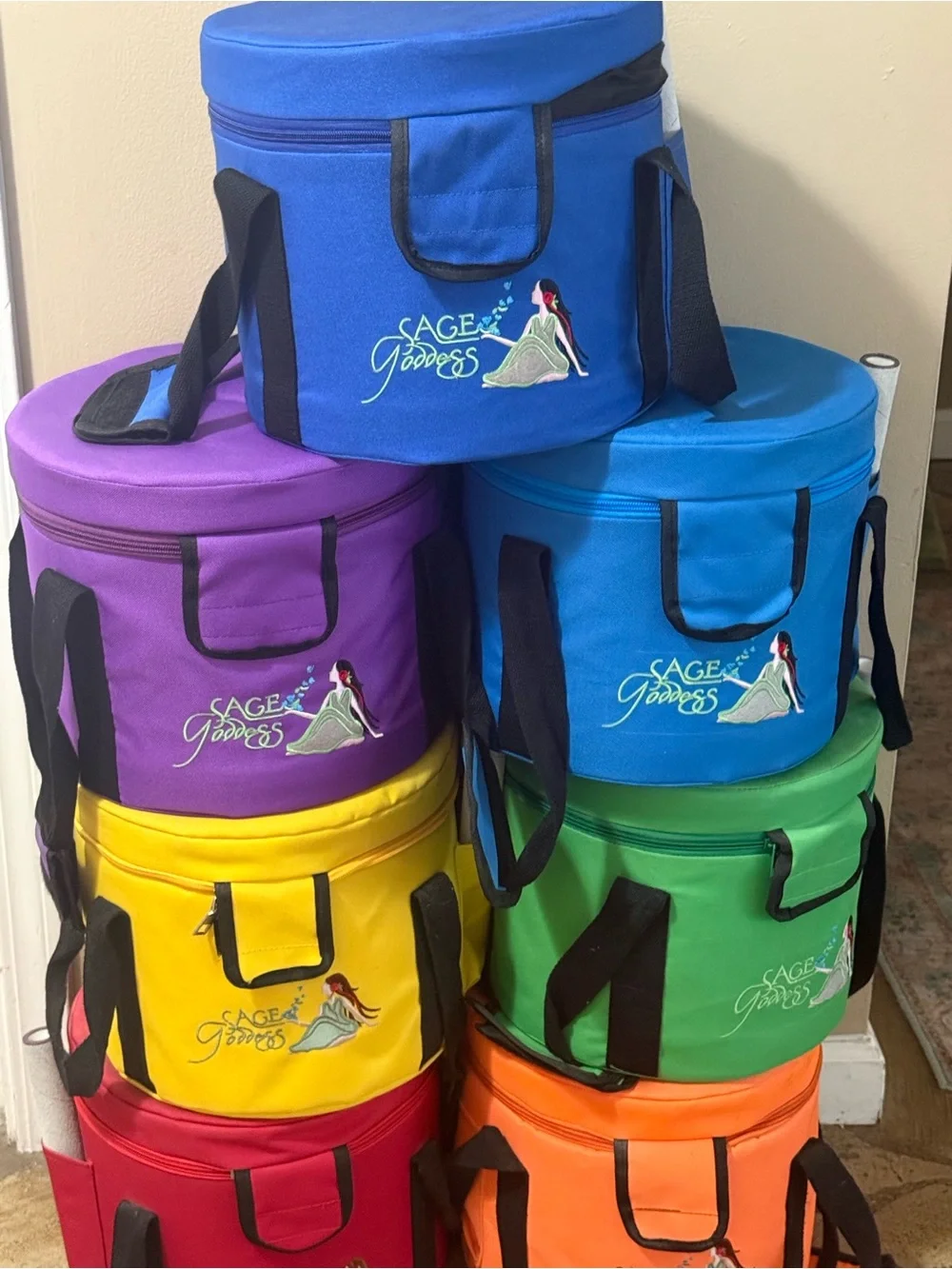 Sage goddess Crystal singing bowls full set w insulated shoulder strap totes